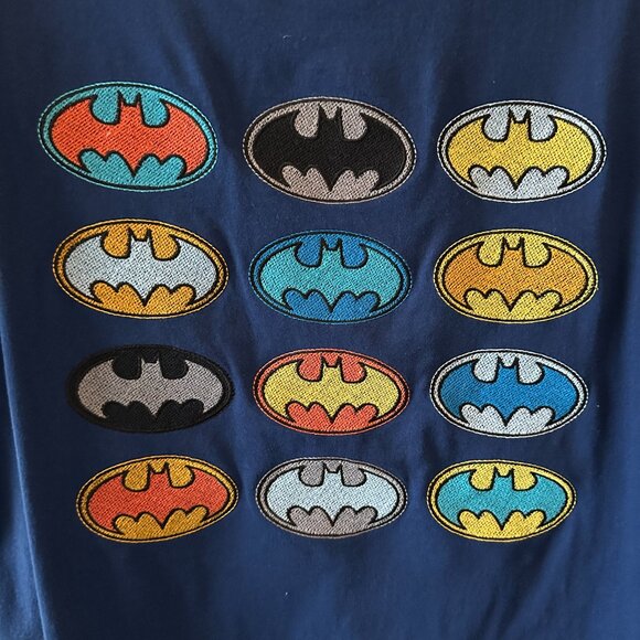 Batman DC Comics Embroidered Logos Blue XXL Men's Tee Shirt - Picture 2 of 6